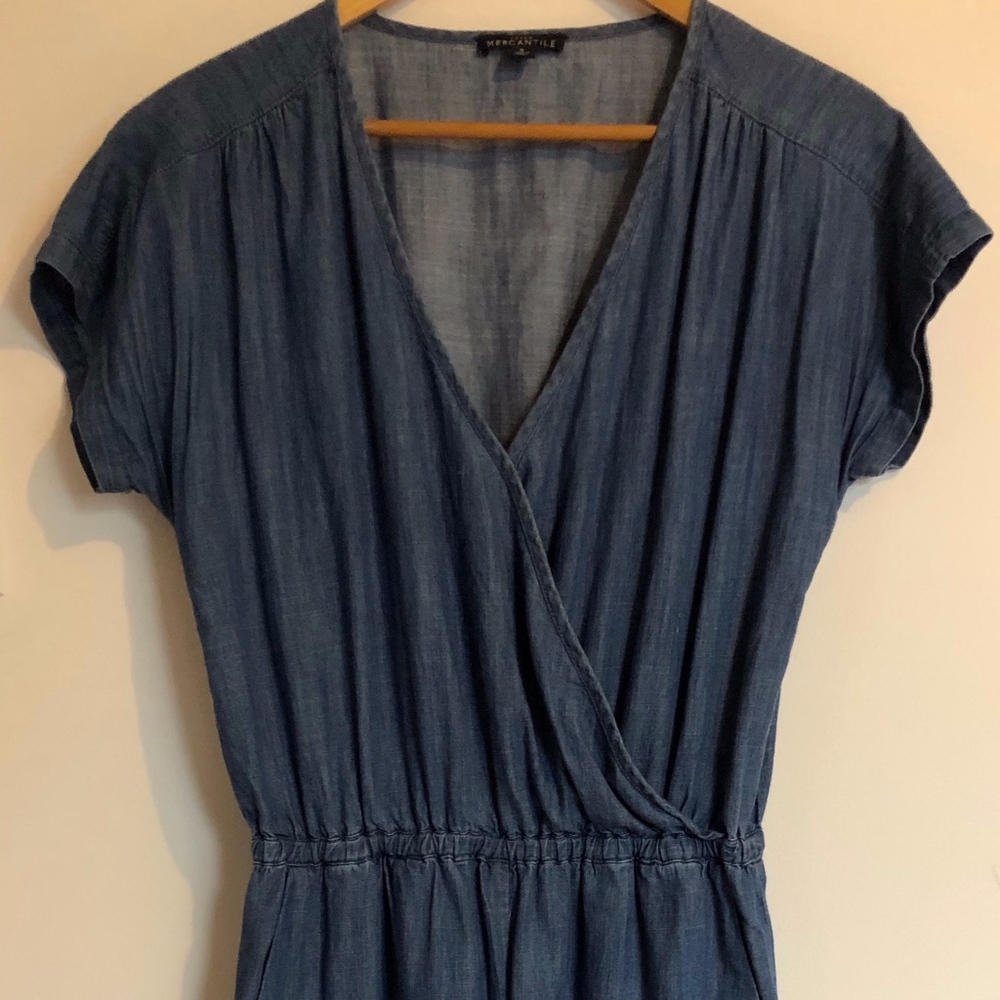 J Crew chambray ankle length romper